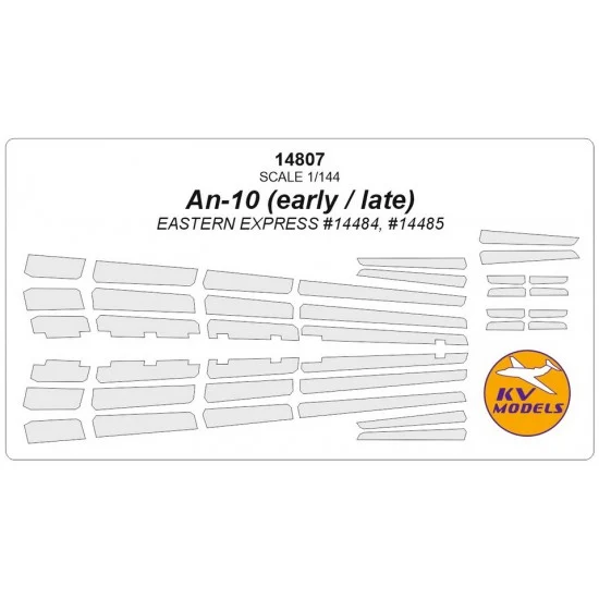 KV Models 14807 1/144 Antonov An-10 Masks Early / Late Masks for Eastern Express #14484, #14485