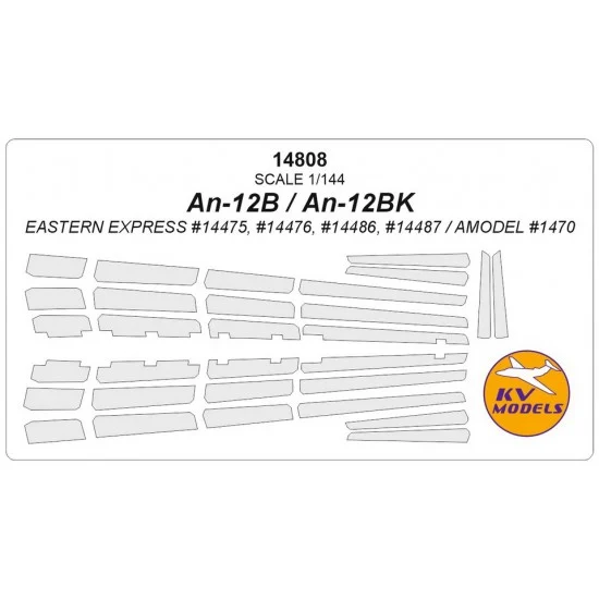 KV Models 14808 1/144 Antonov An-12B / BK Masks for Eastern Express / A-Model