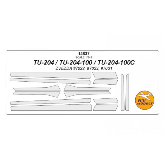 KV Models 14837 1/144 Tupolev Tu-204-100, Tu-204-100C Masks for Zvezda #7022, #7023, #7031