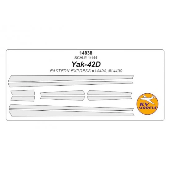KV Models 14838 1/144 Yakovlev Yak-42D Masks for Eastern Express #14494, #14499