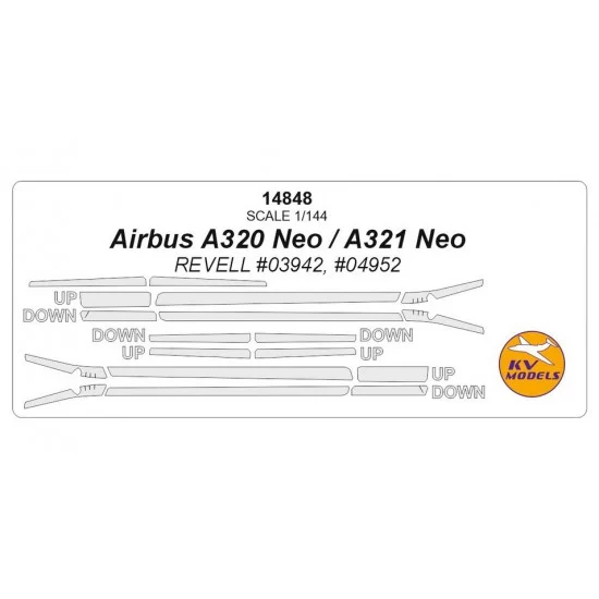 KV Models 14848 1/144 Airbus A320 Neo/A321 Neo Masks for Revell #03942, #04952 - Model Planes