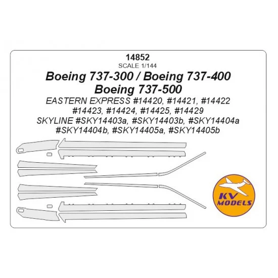 KV Models 14852 1/144 Boeing 737-300 / 737-400 / 737-500 Masks for Eastern Express/SKYLINE kits