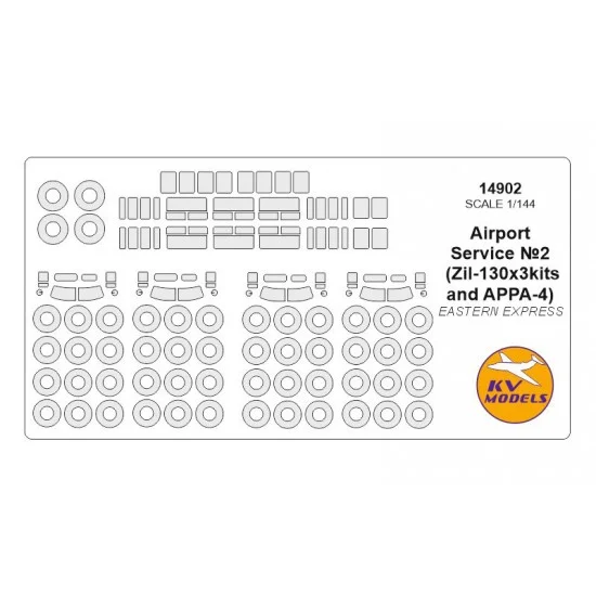 KV Models 14902 1/144 Airport Service #2 Masks (Zil-130x3kits, APPA-4) for Eastern Express w/Wheels Masks