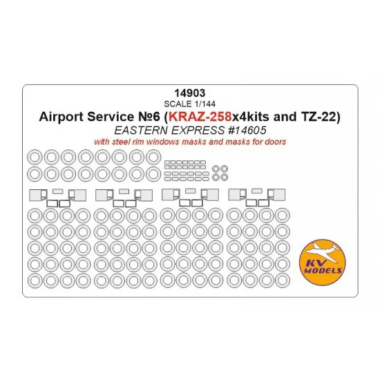 KV Models 14903 1/144 Airport Service #6 Masks (Kraz-258x4kits) w/Wheels Masks