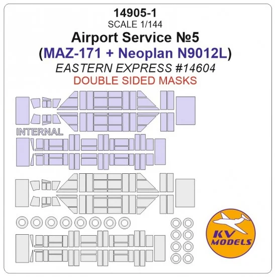 KV Models 14905-1 1/144 Airport Masks (MAZ-171, Neoplan N9012L) for Eastern Express (Double sided)