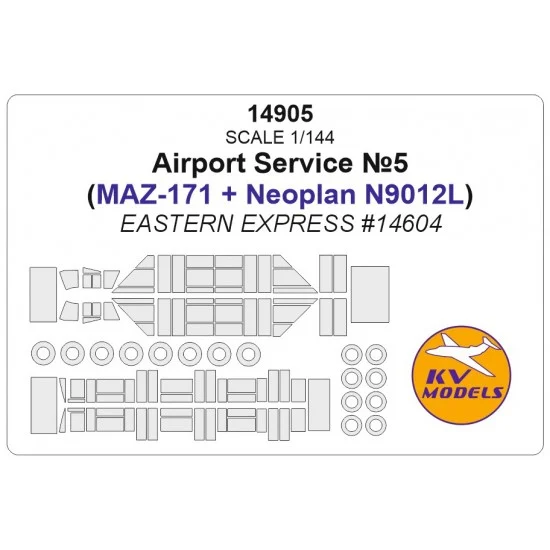 KV Models 14905 1/144 Airport Masks (MAZ-171, Neoplan N9012L) for Eastern Express w/Wheels Masks