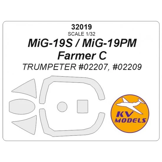 KV Models 32019 1/32 MiG-19C / MiG-19PM Farmer C Masks for Trumpeter #02207, #02209