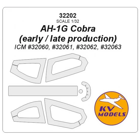 KV Models 32202 1/32 AH-1G Cobra Early/Late Masking for ICM #32060/061/062/063