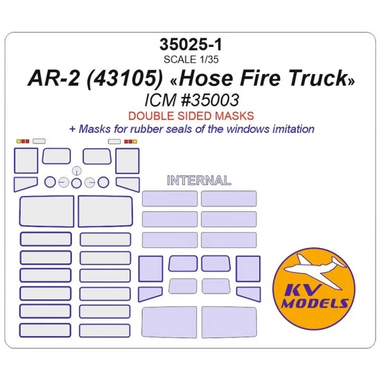 KV Models 35025-1 1/35 AR-2 Hose Fire Truck on Kamaz-43105 chassis Masks for ICM #35003 [Double-sided]