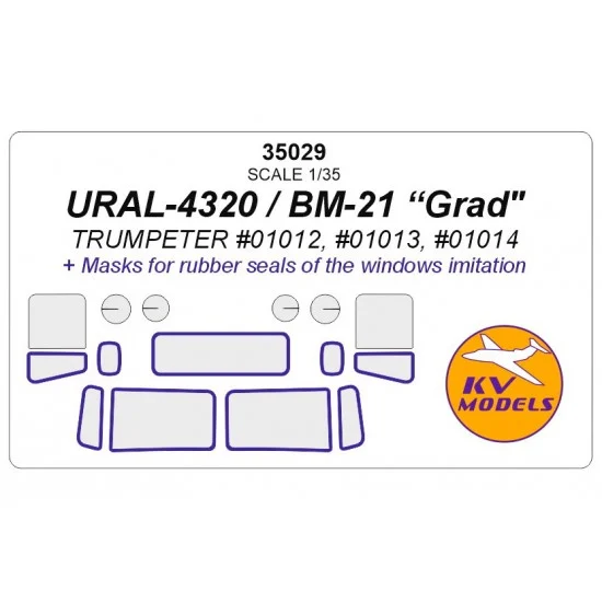 KV Models 35029 1/35 URAL-4320 / BM-21 "Grad" Masks for Trumpeter #01012, #01013, #01014
