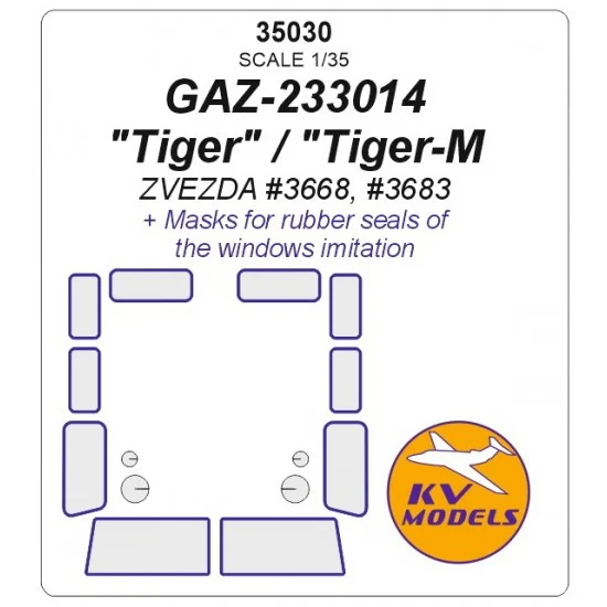 KV Models 35030 1/35 GAZ-233014 "Tiger" / "Tiger-M" Masks for Zvezda #3668, #3683