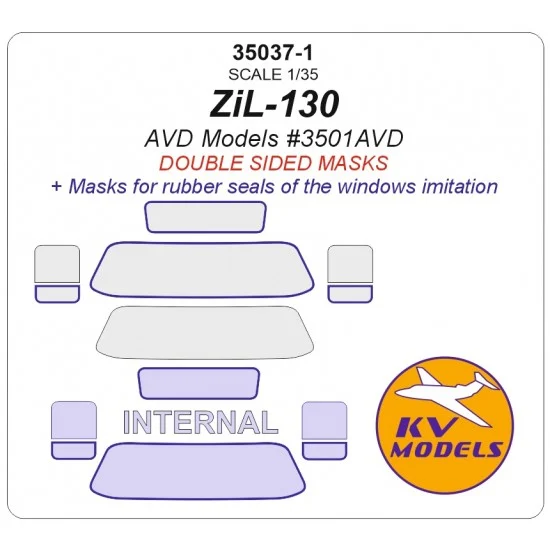 KV Models 35037-1 1/35 RU ZiL-130 Window Masks for AVD Models #72215 #72156 (double-side)