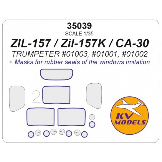 KV Models 35039 1/35 ZIL-157/K/Chinese Jiefang CA-30 Masks for Trumpeter #01003/01001/01002