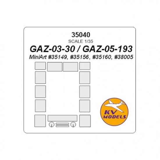 KV Models 35040 1/35 GAZ-03-30/GAZ-05-193 Paint Masking for MiniArt kits #35149, #35156, #35160, #38005