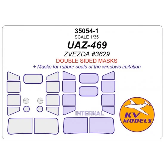 KV Models 35054-1 1/35 UAZ-469 Window Masks for Zvezda #3629 (double-side)