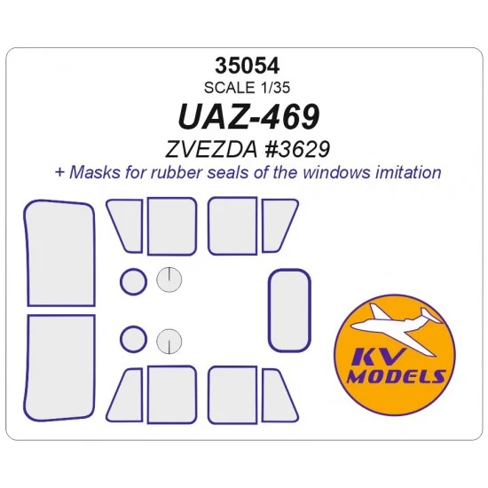 KV Models 35054 1/35 RU UAZ-469 Window Masks for Zvezda #3629