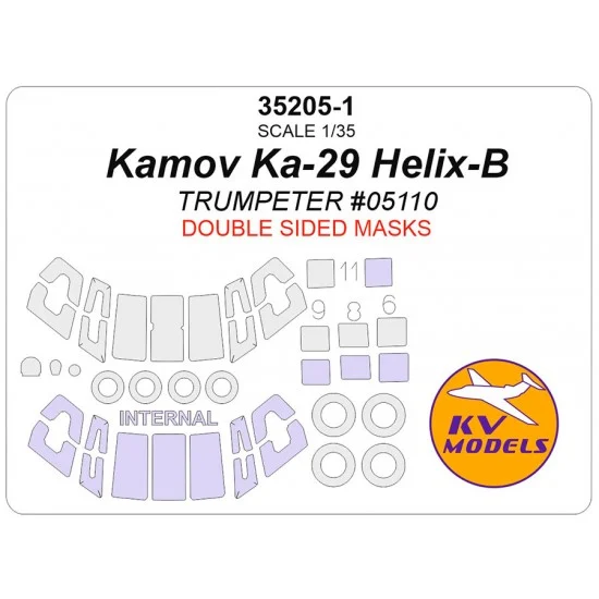 KV Models 35205-1 1/35 Kamov Ka-29 Helix-B Masks for Trumpeter #05110 [Double-sided] (canopies and wheels)