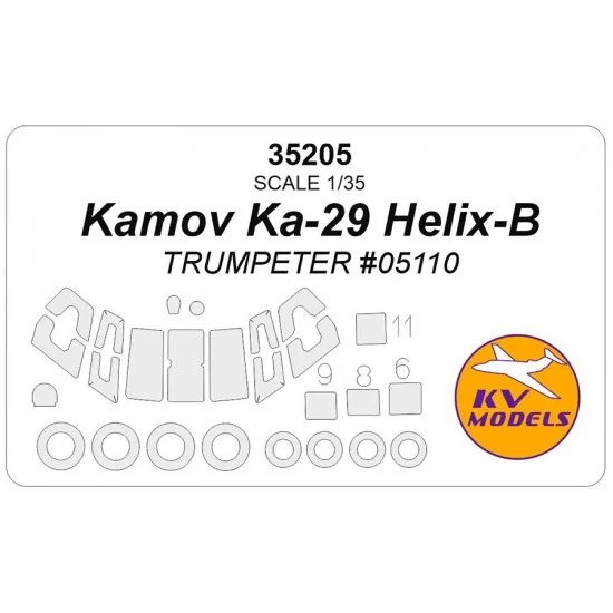 KV Models 35205 1/35 Kamov Ka-29 Helix-B Masks for Trumpeter #05110 (canopies and wheels)