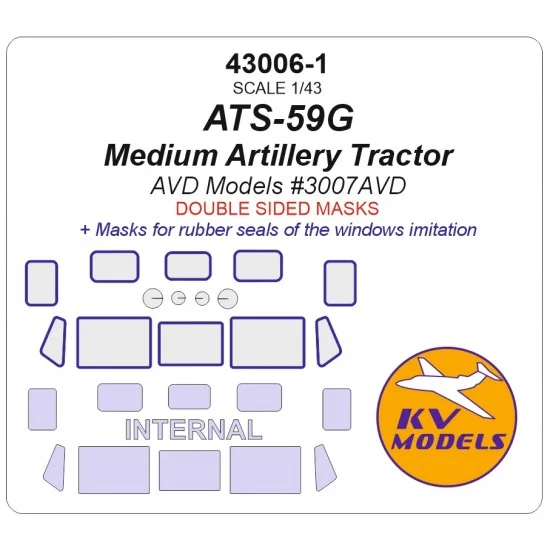 KV Models 43006-1 1/43 ATS-59G Medium Artillery Tractor Masks for AVD Models #3007AVD [Double-sided]