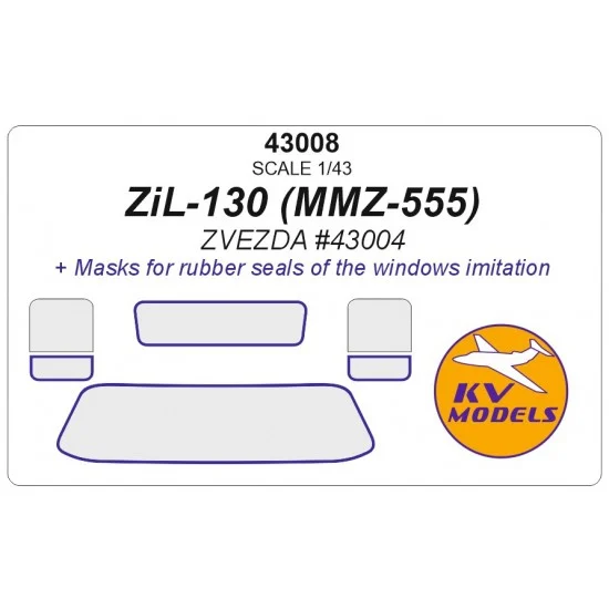 KV Models 43008 1/43 RU ZiL-130 Dump Truck MMZ-555 Window Masks for Zvezda kits