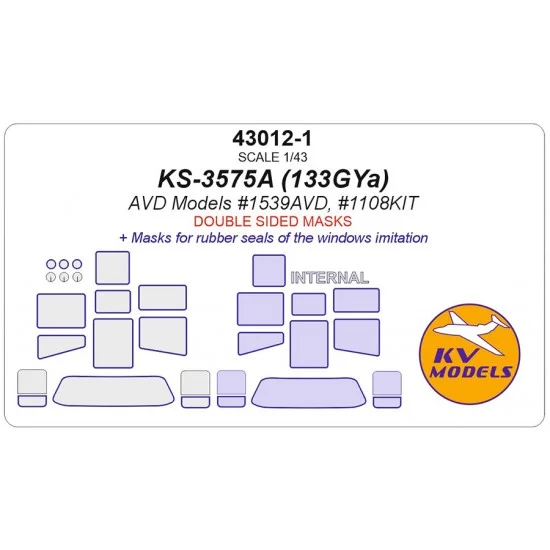 KV Models 43012-1 1/43 ZiL-133GYa Truck with KS-3575A Crane Masks for AVD Models [Double-sided]