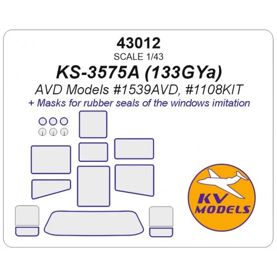 KV Models 43012 1/43 ZiL-133GYa Truck with KS-3575A Crane Masks for AVD Models #1539/1108KIT