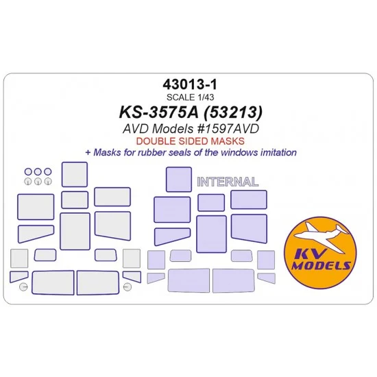 KV Models 43013-1 1/43 KS-3575A Crane on Kamaz-53213 Chassis Masks for AVD Models #1597AVD [Double-sided]