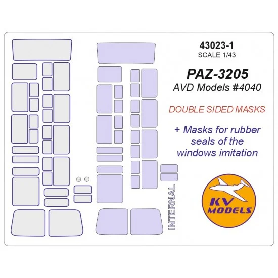 KV Models 43023-1 1/43 PAZ-3205 Masks for AVD Models #4040 (Double sided)