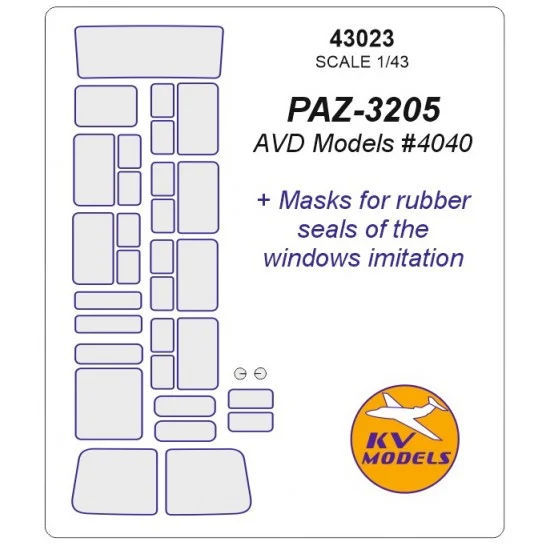 KV Models 43023 1/43 PAZ-3205 Masks for AVD Models #4040