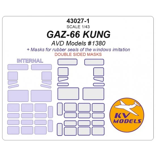 KV Models 43027-1 1/43 Gaz-66 Kung Double Sided Masking for Avd Models #1380