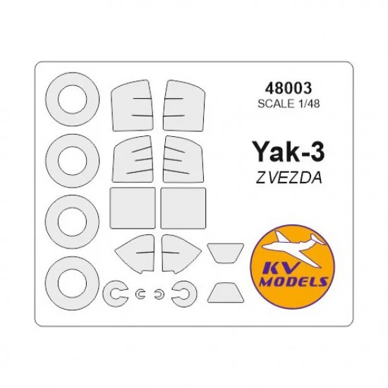 KV Models 48003 1/48 Yak-3 Paint Masking for Zvezda #4814