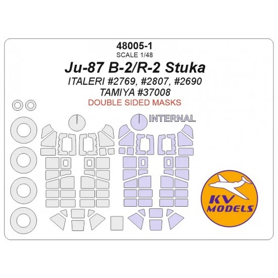 KV Models 48005-1 1/48 Ju-87 B-2/R-2 Stuka Double-sided Masks for Italeri / Tamiya kits