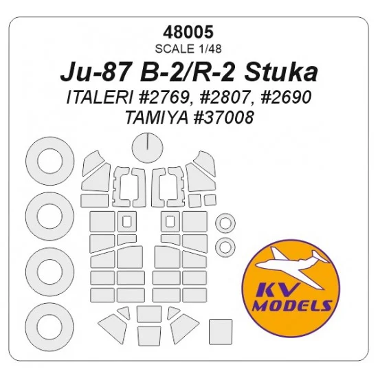 KV Models 48005 1/48 Ju-87 B-2/R-2 Stuka Masks for Italeri #2769, #2807, #2690 / Tamiya #37008