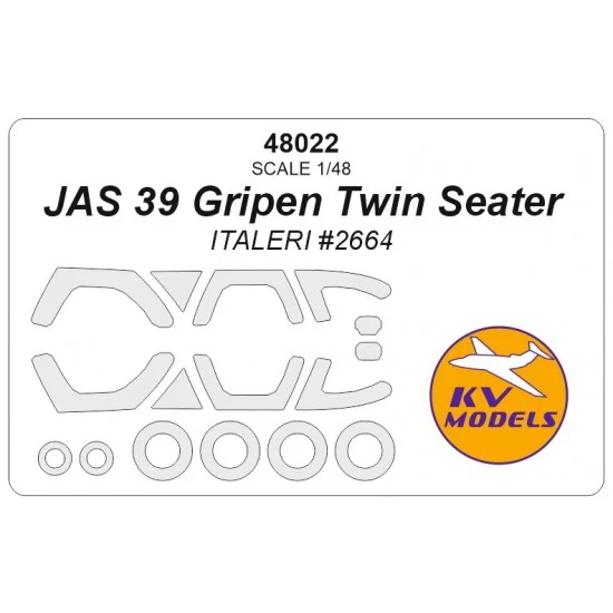 KV Models 48022 1/48 JAS 39 Gripen Twin Seater Masks for Italeri #2664 - Model Planes