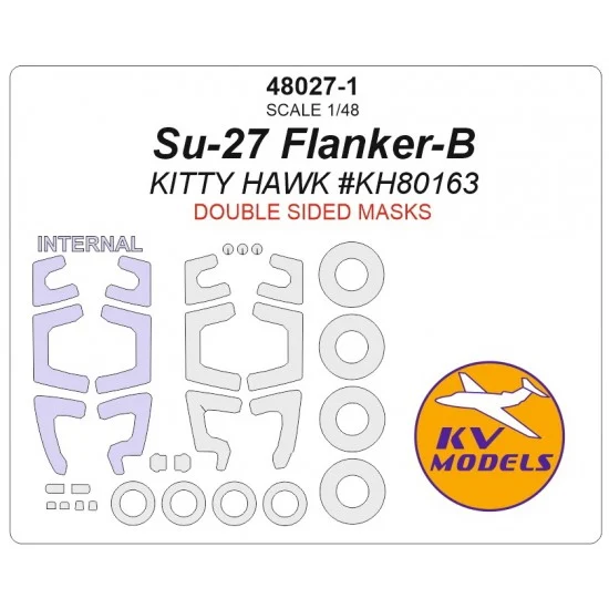 KV Models 48027-1 1/48 Su-27 Flanker-B Double Sided Masking for Kitty Hawk #80163