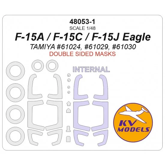KV Models 48053-1 1/48 US F-15A / F-15C / F-15J Eagle Canopies n Wheels Masks for Tamiya (double-side)