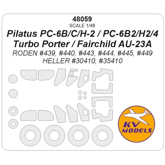 KV Models 48059 1/48 US Pilatus PC-6 Turbo Porter / Fairchild AU-23A Masks for Roden / Heller kits