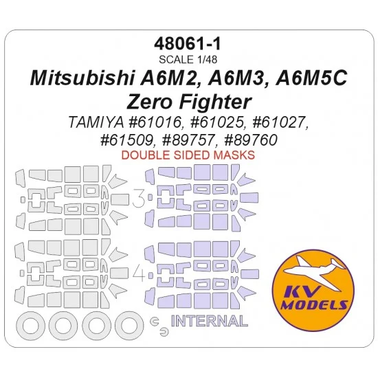 KV Models 48061-1 1/48 Mitsubishi A6M5C Masks for Tamiya #61027 [Double-sided] (canopies and wheels)
