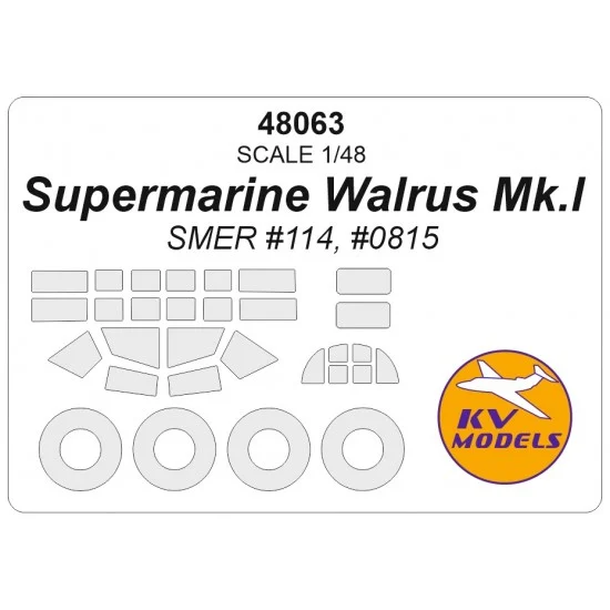 KV Models 48063 1/48 Supermarine Walrus Mk.I Masks for SMER #114/0815 (canopies and wheels) - Model Planes