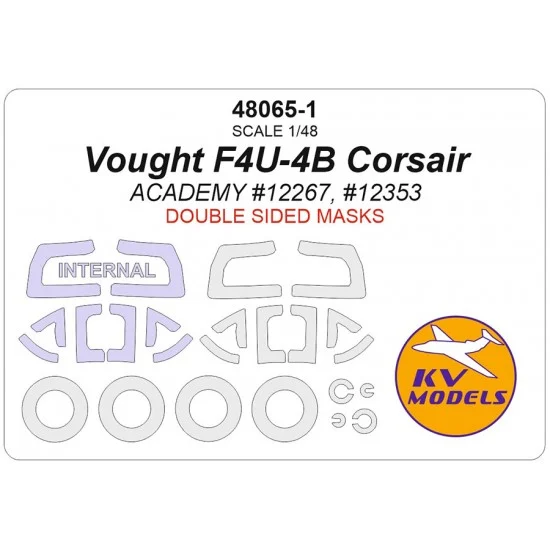 KV Models 48065-1 1/48 Vought F4U-4B Corsair Masks for Academy #12267/12353 [Double-sided]