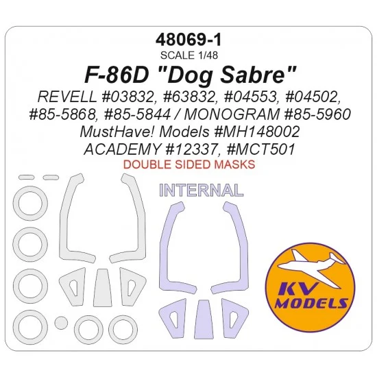 KV Models 48069-1 1/48 F-86D Dog Sabre Masks for Revell/ Monogram/MustHave/Academy [Double-sided]