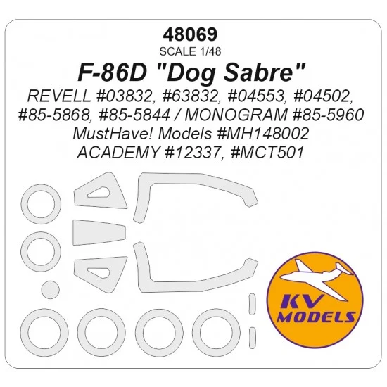 KV Models 48069 1/48 F-86D Dog Sabre Masks for Revell/Monogram #85-5960/MustHave #MH148002