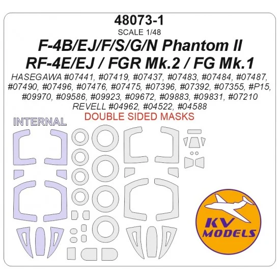 KV Models 48073-1 1/48 F-4B/EJ/F/S/G/N/RF-4E/EJ Phantom II/FGR Mk.2 /1 Masks for Hasegawa/Revell