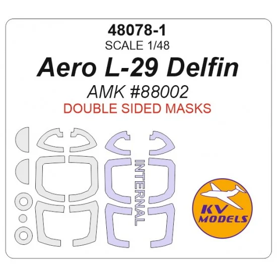 KV Models 48078-1 1/48 Aero L-29 Delfin Masks for AMK #88002 (Double sided) w/Wheels Masks