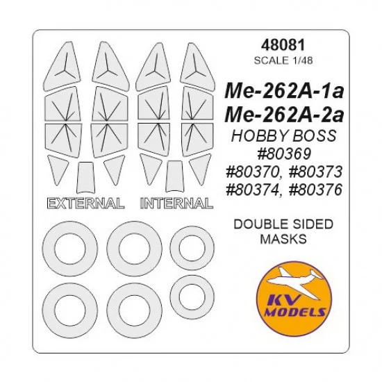 KV Models 48081 1/48 Me-262A-1a /2a/U1/U2/U5 Masking for HobbyBoss #80369, #80370, #80373, #80374, #80376