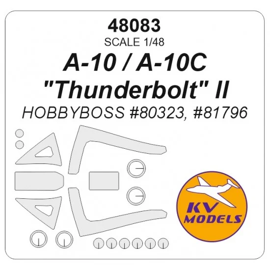 KV Models 48083 1/48 A-10/A-10C Thunderbolt II Masks for Hobby Boss #80323/81796 (canopies and wheels)