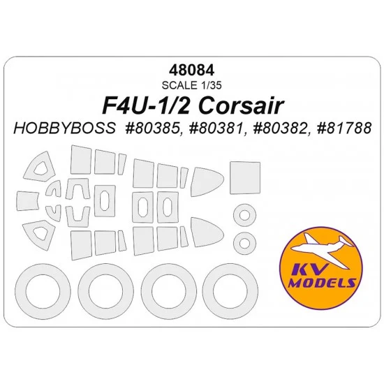 KV Models 48084 1/48 US F4U-1/2 Corsair Canopies and Wheels Masks for Hobby Boss kits
