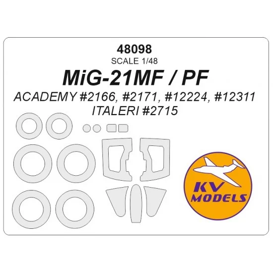 KV Models 48098 1/48 Mikoyan-Gurevich MiG-21MF/PF Masking for Academy #2166/71/12224/311/Italeri #2715