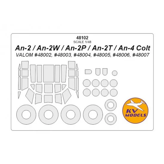 KV Models 48102 1/48 An-2/2V/2P/2T/4 Colt Masking for Valom #48002-48007