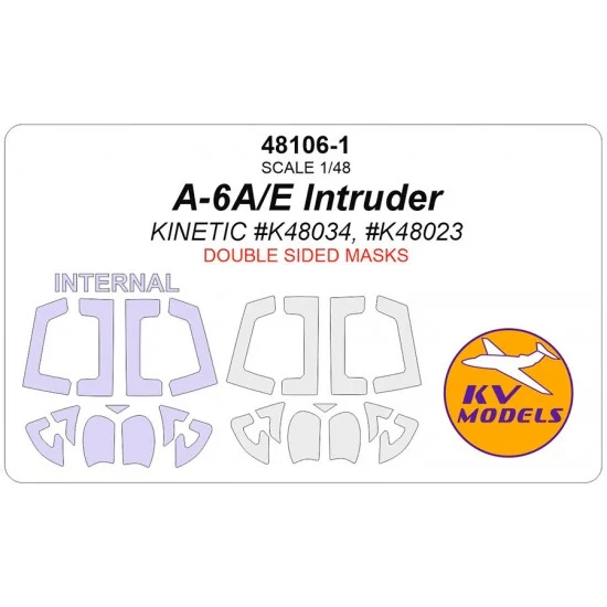 KV Models 48106-1 1/48 US A-6A/E Intruder Canopies Masks for Kinetic kits (double-side)